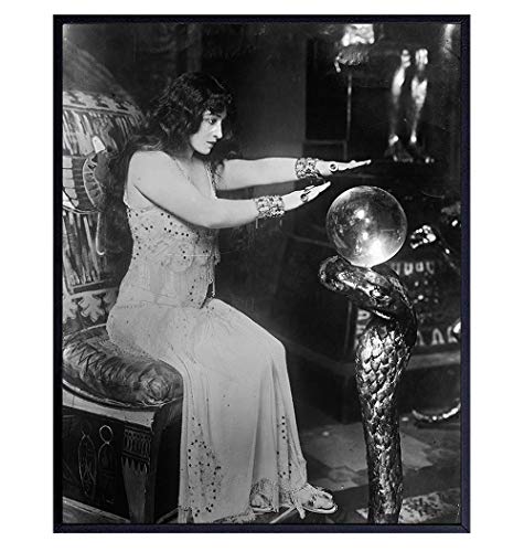 Gothic Home Decor - Goth Wall Art - Vintage Hollywood Poster - 8x10 Creepy Crystal Ball Fortune Teller Psychic Photo - Gift for Wicca, Wiccan, Occult, Horror Movies Fans - UNFRAMED Picture