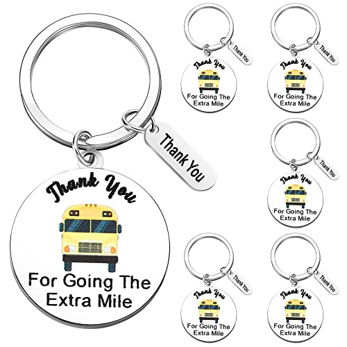 Weysat 6 Pcs Christmas School Bus Driver Appreciation Gifts Bus Drivers Keychain Gifts Safe Stainless Steel Bus Drivers Keychain in Bulk Thank You Gifts for Men Women Retirement Driver Leaving