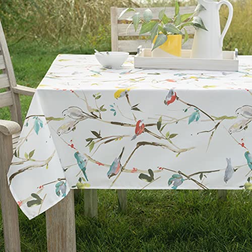 Benson Mills Spillproof Spring/Summer Heavyweight Fabric Indoor Outdoor Tablecloth, Outdoor Table Cloth for Rectangle Tables, Picnic/Patio Table Covers (60' x 84' Rectangular, Menagerie)