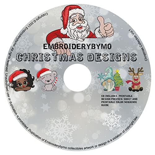 Christmas Collection - Machine Embroidery Design Pack Vol. 1 - Approx 200 Christmas Designs On CD-ROM – Compatible With Embrilliance (.SHV)