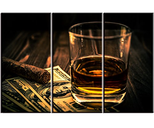 Artisweet Cigar $ Wine Canvas Wall Art for Bar, Pictures Canvas Prints Oil Paintings for Home Decoration Wall Decor Artwork