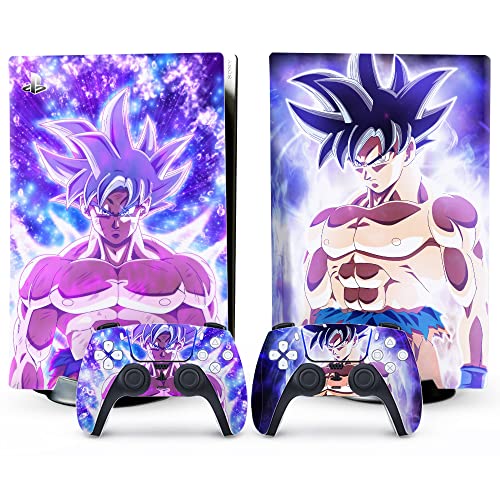 Toxxos PS5 Skin Disc Edition Anime Console and Controller Vinyl Cover Skins Wraps for Playstation 5 Disc Version CD-ROM Version Purple