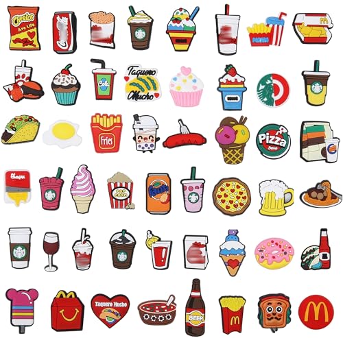 FINDIN 50 Pieces Pack Shoe Charms For Clog, Different No-Repeat Shoes Decorations Accessories Girls Boys Teens Kids Birthday Party Gifts