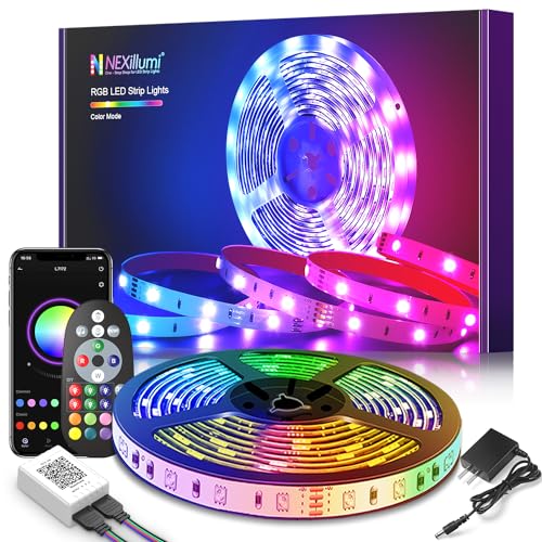 Nexillumi Led Lights for Bedroom 100ft with Color Changing LED Strip Lights with Remote and APP Control RGB Lighting Strip for Indoor Party Home Room Decor and Luces LED para Cuarto