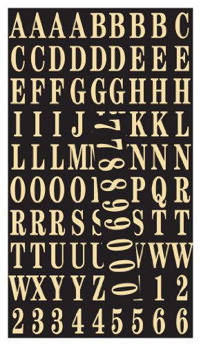 Hy-Ko Products MM-2 Self Adhesive Vinyl Numbers and Letters 1' High, Black & Gold, 107 Pieces