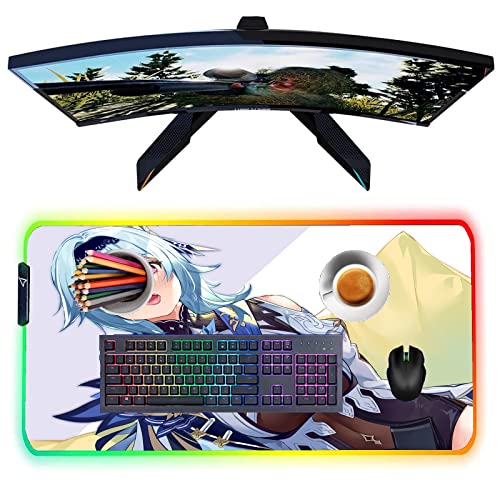 Mouse Pads Anime Girl Sexy Gaming Mouse Pad for Gaming Keyboard 14 Led Lighting-Mode Precision Tracking Professional Gaming Pad Sexy Butt Breasts Chest 27.55 inch x12 inch -A9