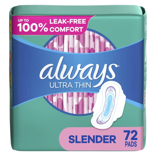 Always Ultra Thin Pads Slender Unscented with Wings, 36 Count (Pack of 2), 72 Count total