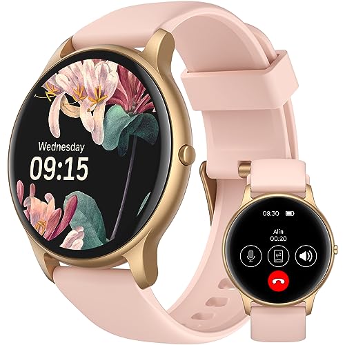 AGPTEK Smart Watch for Women(Answer/Make Calls) - Smartwatch for Android iOS Phones with Heart Rate Sleep Monitor Step Counter, Fitness Tracker Watch with 100+ Sports Modes, Pink