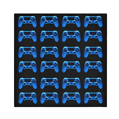 Oyihfvs Video Game Joystick Gamepad in Blue Neon Lights Isolated on Black Cloth Napkin of 6,Dinner Napkins Reusable Table Napkin Washable Polyester Fabric for Cocktail Party Holiday Wedding Home