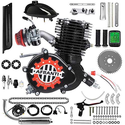 Afranti 100cc Bicycle Engine Kit 2 Stroke Motorized Bike Motor Kit for 26' 28' Bicycles Petrol Gas Powered Bicycle Motor Kit Upgrade with Digital Speedometer