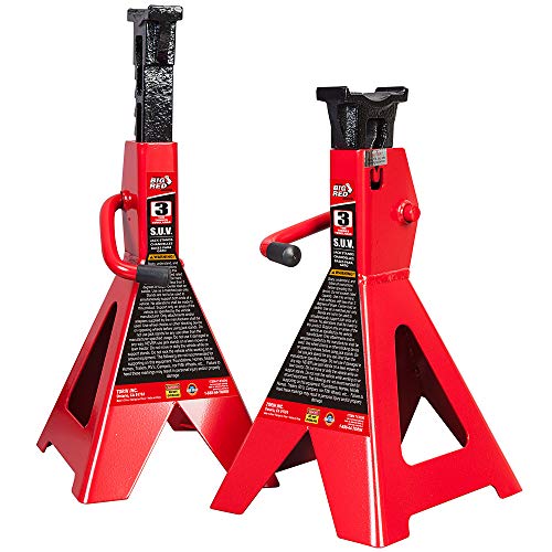 BIG RED T43006 Torin Steel Jack Stands (Fits: SUVs and Extended Height Trucks): 3 Ton (6,000 lb) Capacity, Red, 1 Pair