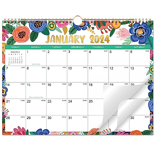 2024 Wall Calendar - 2024 Calendar, JAN. 2024 - Dec. 2024, 12 Monthly Wall Calendar with Thick Paper, 15' x 11.5', Twin-Wire Binding + Hanging Hook + Unruled Blocks with Julian Date