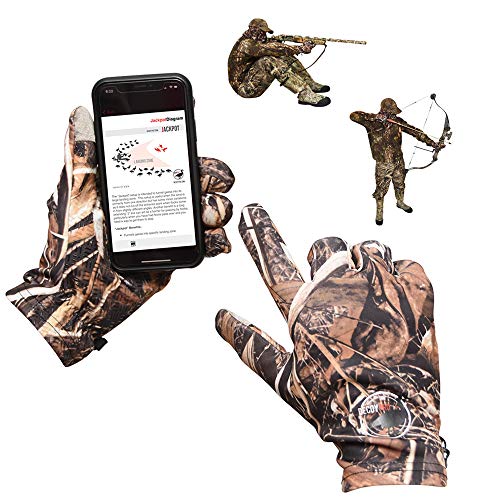 DecoyPro Touchscreen Hunting Gloves for Men - Camo Gloves for Bow & Deer Hunting with Textured Grip Palm & Soft Lining - Lightweight Touchscreen Gloves & Hunting Accessories – One Size Fits Most L-XL