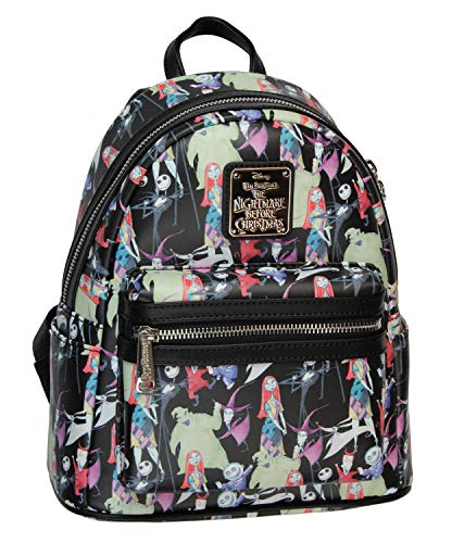 Loungefly The Nightmare Before Christmas Allover Watercolor Character Print Mini Backpack