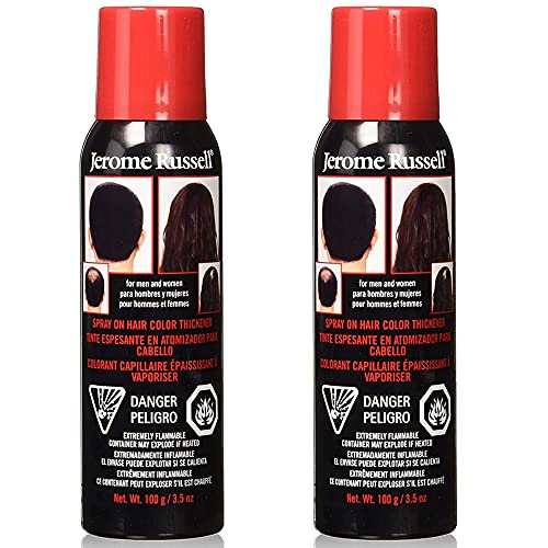 Jerome Russell Spray-on Color Medium Brown Hair Thickener, For Fine and Thinning Hair, 3.5 oz, 2-Pack