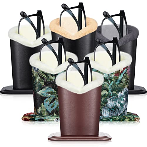 Weewooday 6 Pack Plush Lined Eyeglasses Holder Stand for Glasses Leather Reading Stand Case Protective Glasses Case (Lovely)