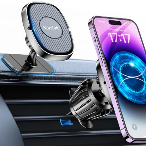 Kaistyle Magnetic Phone Holder for Car【Dashboard +Vent】 iPhone Magnetic car Mount for Cell Phone【Super Magnets】 Magnetic Phone Mount Holder for All Smartphones & Tablet 【Case Friendly+Easily Install】