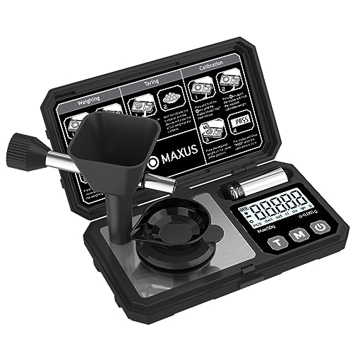MAXUS Digital Milligram Scale 50g/0.001g with Calibration Weight, Reloading Scale with Powder Trickler Accessories