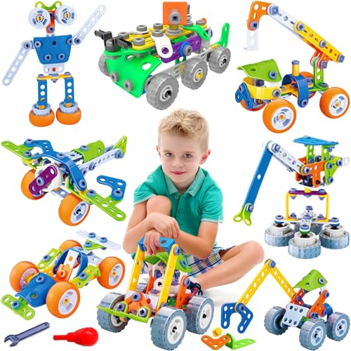 MOONTOY 175 Pieces STEM Toys Kits Building Toys for Kids Age 4-8 5-7 6-8 Boys Gift 5 6 7 8 9 10 Year Old Building Blocks Set Erector Educational Activities Robot Engineering Construction Creative Game