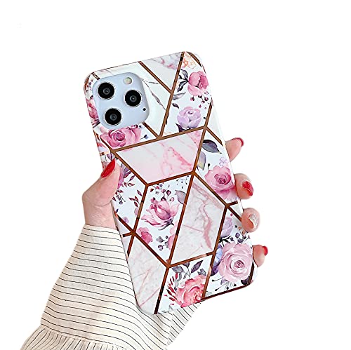 Cocomii Floral Case Compatible with iPhone 12 Pro Max - Slim, Glossy, Rose Flower, Palm Leaf, Easy to Hold, Anti-Scratch, Shockproof (Pink)