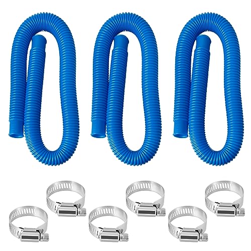 ownwhim Pool Pump Hoses for Above Ground Pool - 1.25 x 41 Inch Pool Hoses Fit for Intex Pool Filter Pump 607 635 637, Replacement Pool Tubes for Coleman Pool 32mm Hoses, 3 Pcs Hoses & 6 Clamps