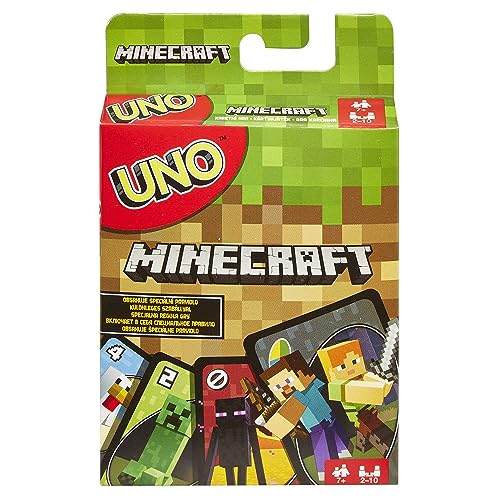 Mattel Games UNO Minecraft Card Game Videogame-Themed Collectors Deck 112 Cards with Character Images, For Fans Ages 7 Years Old & Up