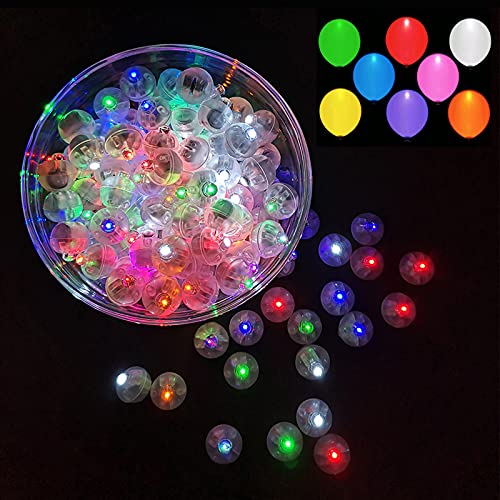 100pcs Multicolor LED Balloon Light,Rainbow Colored Round Led Flash Mini Ball Light for Paper Lantern Balloon,Indoor Outdoor Party Event Fun Birthday Party Wedding Halloween Christmas Decorations