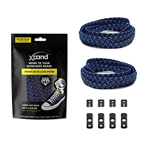 Xpand No Tie Shoelaces System with Elastic Laces - One Size Fits All Adult and Kids Shoes