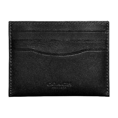 Coach Flat Card Case in Sport Calf, Black, One Size