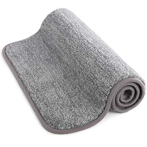 Lifewit Front Door Mat Water Absorbent Low Profile 35' x 24' Machine Washable Doormat for Indoor Non Slip Rubber Entrance Rug Dirt Trapper Mats Shoes Scraper for Entry, Patio, Porch, Grey