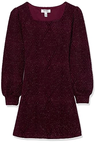 Speechless Girls' Long Sleeve Glitter Knit Party Dress, Burgundy, 14