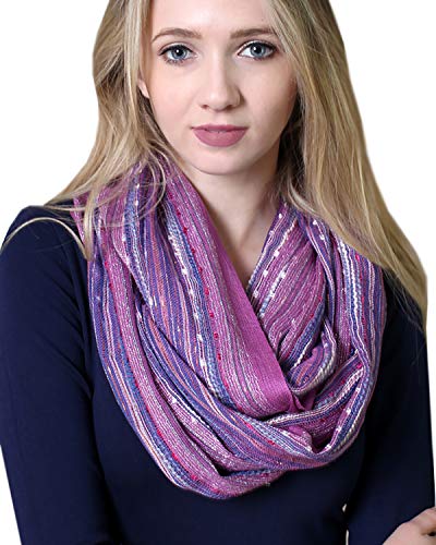 Anika Dali Women's Shimmer Sparkle Infinity Scarf- Festival Boho Bliss Fashion Scarf (French Lilac Purple)