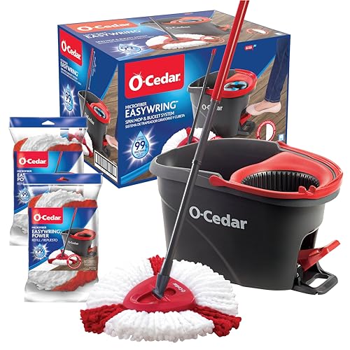 O-Cedar EasyWring Power Spin Mop & Bucket System + 2 Extra Power Refills