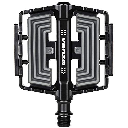 Repacked VENZO Flat Mountain BMX MTB Aluminum Bike Sealed Bearing Pedals - Large Bicycle Platform Pedals 9/16' with Anti-Skid Anti-Slip - Comfort
