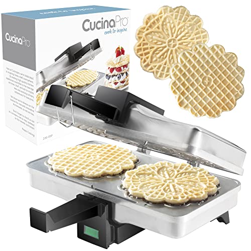 Pizzelle Maker - Polished Electric Baker Press Makes Two 5-Inch Cookies at Once- Recipe Guide Included- Party Treat Making Made Easy - Unique Birthday or Any Occasion Baking Gift for Her, Cookie Swap
