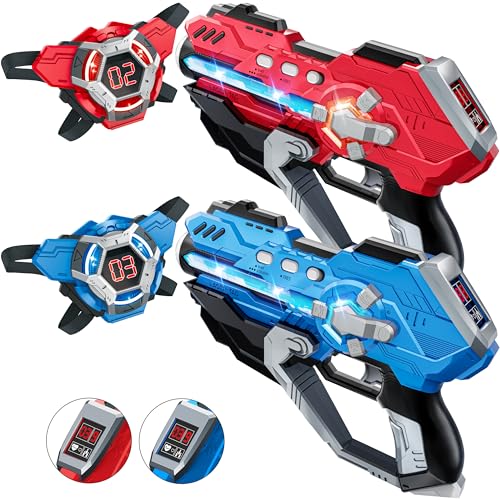 Diuerma Laser Tag Set of 2-Infrared Multi Function Laser Gun-2 Guns and 2 Vests-Indoor&Outdoor Play Toy-Laser Tag Gifts for Boys Girls Teens and Team-Ages for 6 7 8 9 10 11 12+ Year Old