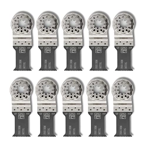 Fein StarLock E-Cut Fine Oscillating Saw Blade - Narrow Waisted Shape 1-1/8' Width for Aluminum Profiles and Copper Pipes - Fits Most Multitools - 10-Pack - 63502157290