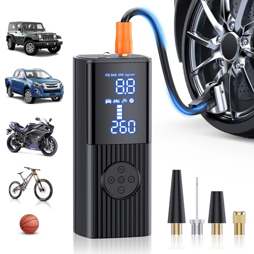 Tire Inflator Portable Air Compressor - 180PSI & 20000mAh Portable Air Pump, Accurate Pressure LCD Display, 3X Fast Inflation for Cars, Bikes & Motorcycle Tires, Balls. P008
