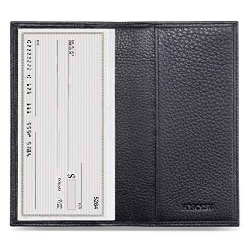 HISCOW Duplicate Checkbook Cover for Men & Women - Full Grain Leather (Pebbled Black)
