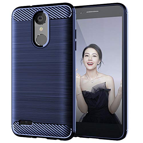 EGALO for LG Tribute Empire Case,LG Aristo 3/Rebel 4 LTE/Aristo 2 Plus/Phoenix 4/Tribute Dynasty Phone Cases, Carbon Fiber Soft TPU Texture Rubber case for LG Aristo 2,Brushed Navy