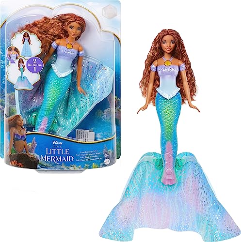 Mattel Disney The Little Mermaid Transforming Ariel Fashion Doll, Switch from Human to Mermaid, Toys Inspired by the Movie