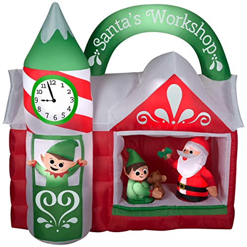 Gemmy 7.5' Animated Airblown Inflatable Santa's Workshop Scene