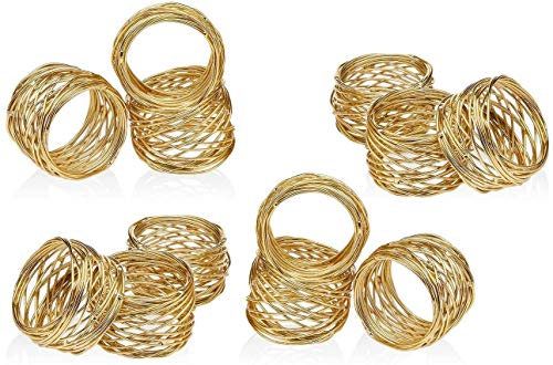 ARN CRAFTS Golden Round Mesh Napkin Rings- Set of 12 for Weddings Dinner Parties or Every Day Use …CW-6-12