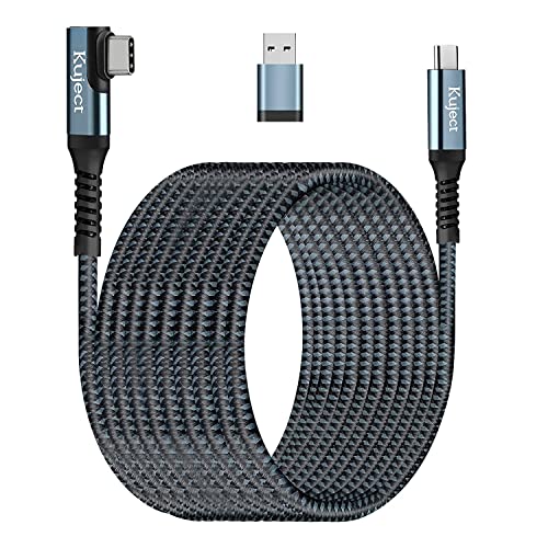 Kuject Link Cable 20FT Compatible for Quest 3, Quest 2/Pro, Pico 4, Nylon Braided Accessories for Rift S/Steam VR Games, USB 3.0 Type C to C High Speed Data Transfer Charging Cord for Gaming PC