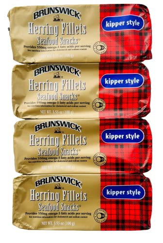 Brunswick Kippered Boneless Herring Fillets (Pack of 4) 3.53 oz Easy Open Cans