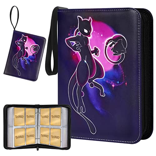 Trading Card Binder for Game Cards Binder 4-Pocket, 400 Pockets Trading Card Games Collection Binder with Sleeves,Amazing Gift for Boy and Girl (Purple)