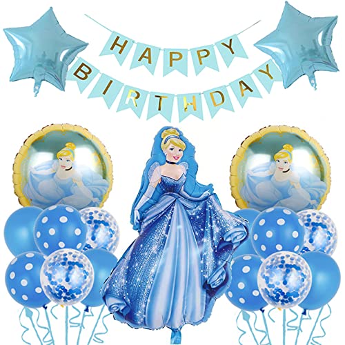 Happy Birthday Set Princess Cinderella Foil Balloons for Kids Birthday Baby Shower Princess Theme Party Decorations