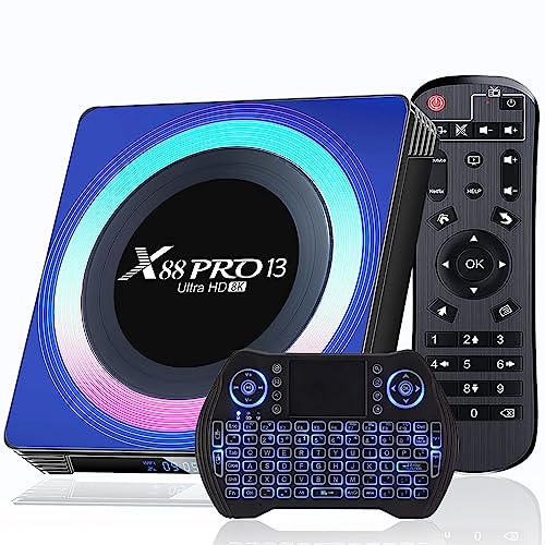 EASYTONE Android TV Box 13.0, 2024 Newest Android Box TV 4GB 64GB RK3528 Quad Core Support WIFI6 2.4/5.8G WiFi BT5.0 Ethernet 3D 8K/6K TV Box Android 13 with Mini Wireless Keyboard