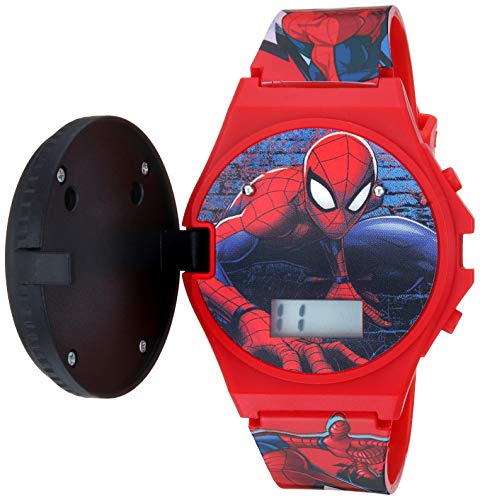 Accutime Kids Marvel Spider-Man Digital Quartz Plastic Watch for Boys & Girls with LCD Display, Red/Black (Model: SPD4483)