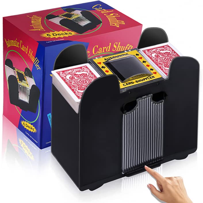 Unniweei Automatic Card Shuffler 1/2/4/6 Decks, Electric Battery-Operated Shuffler, Casino Card Game for Poker, Home Card Game, UNO, Phase10, Texas Hold'em, Blackjack, Home Party Club Game